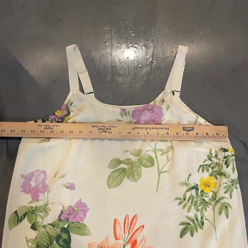 Lane Bryant 16 Floral Chiffon Cami Tank Top Cream Double Layer Garden Fairy - Picture 2 of 6